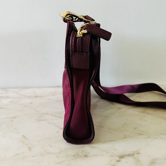 MICHAEL KORS Janie Plum Burgundy Nylon East West Crossbody Bag - Picture 5 of 9